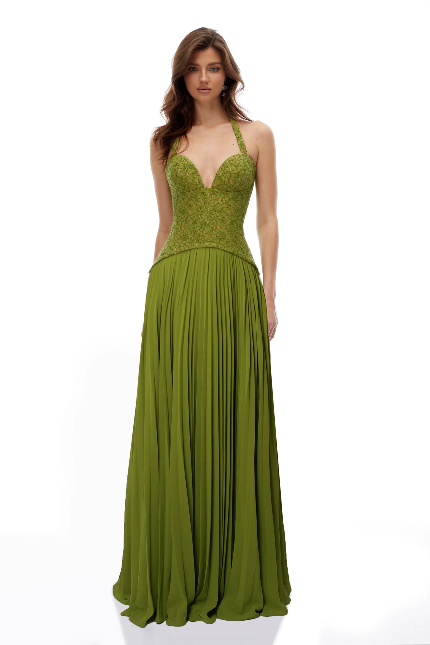 Olive Muse™ Plunge Halter Maxi Dress