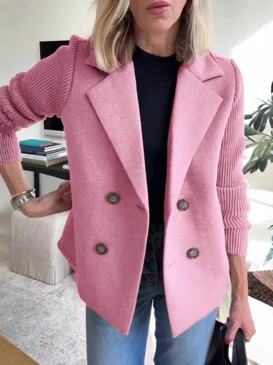 Aurora Knit-Sleeve Lapel Coat