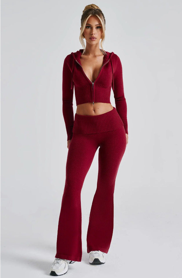 LuxeLounge™ Knit Two-Piece Hoodie Set