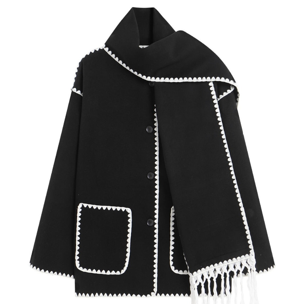 CozyCharm™ Woolen Scarf Coat