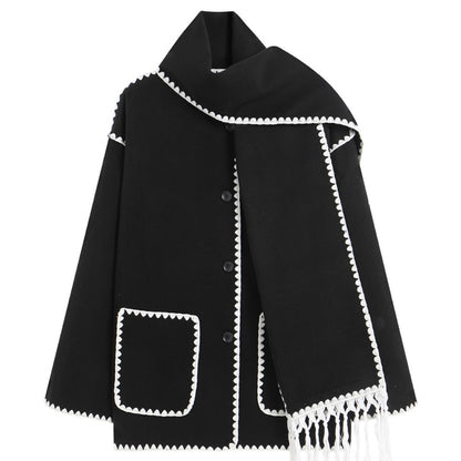 CozyCharm™ Woolen Scarf Coat