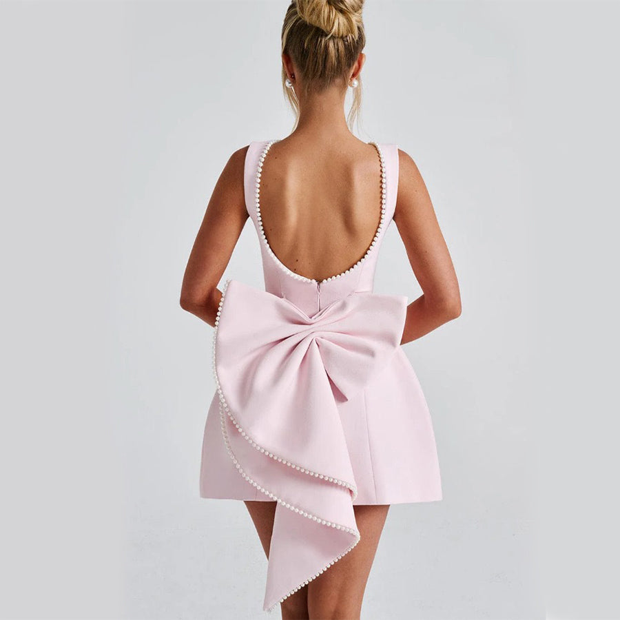 PearlaMuse™ Bow Back Mini Dress