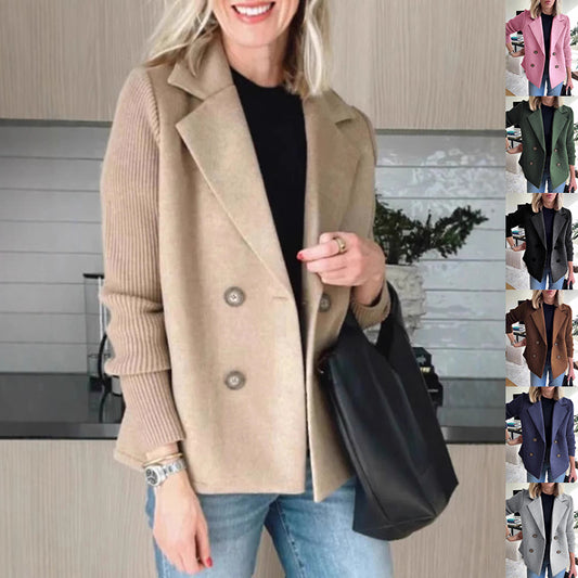 Aurora Knit-Sleeve Lapel Coat