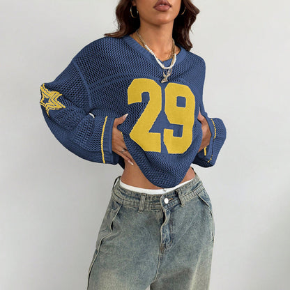 Varsity Muse Knit Jersey Blouse