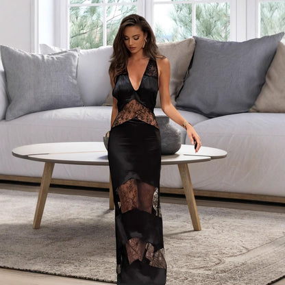 Midnight Mirage Lace Maxi Dress