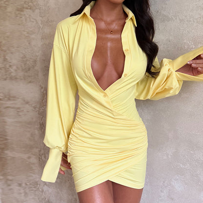 Luxe Contour™ Ruched Shirt Dress