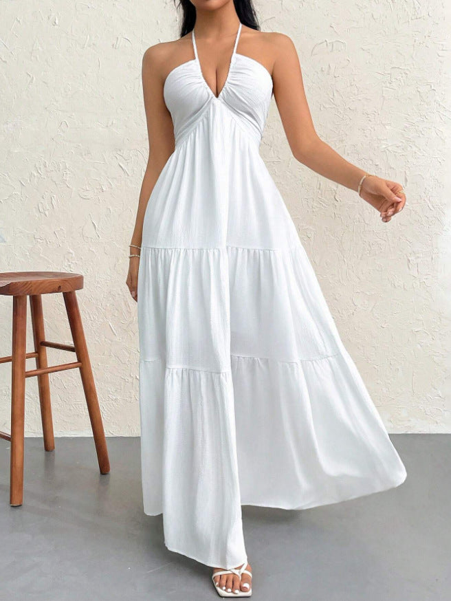 Ethereal Muse™ Backless Halter Maxi Dress