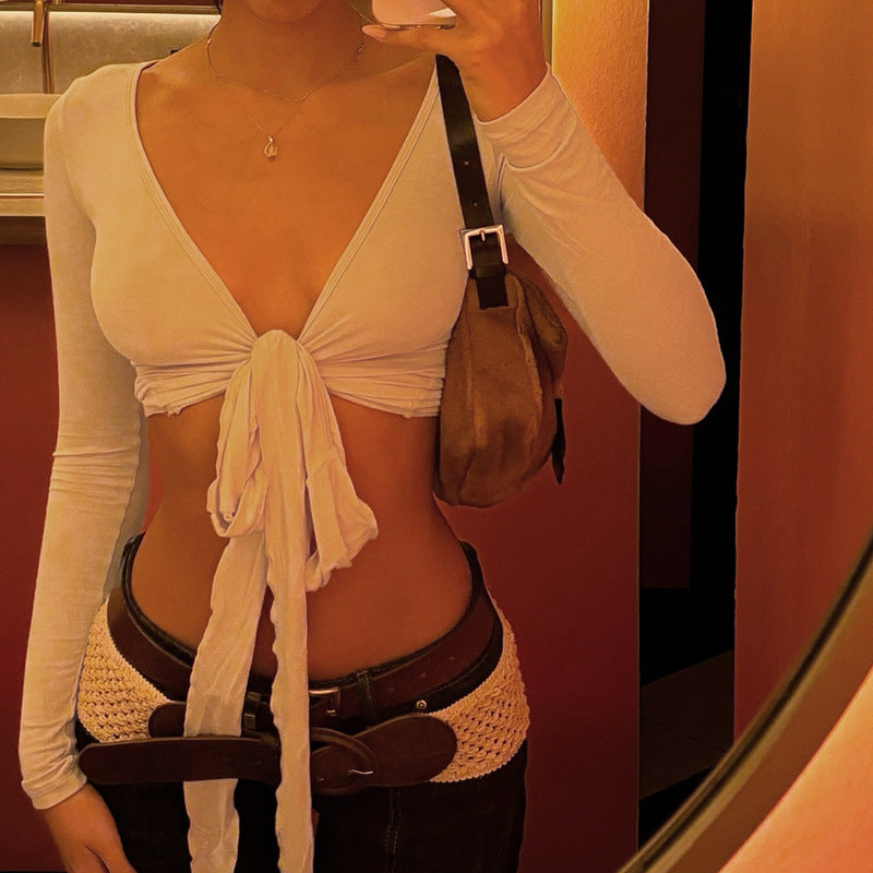 DesireTie™ Deep V Long-Sleeve Wrap Top