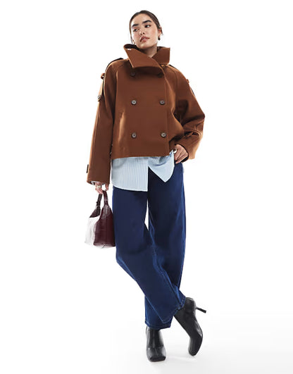 Auréa™ Short Stand Collar Trench Coat