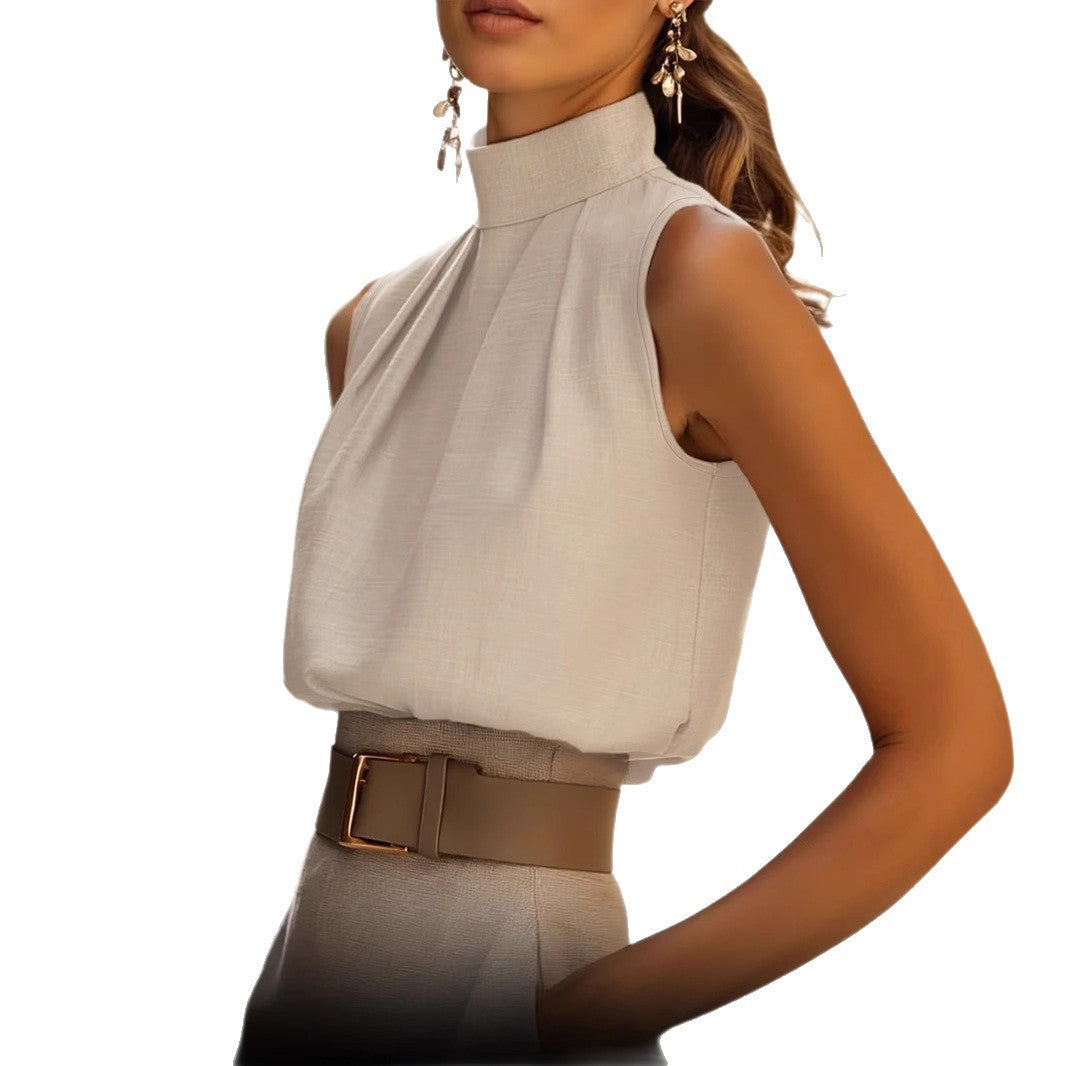 Auréline Pleated Mock-Neck Top