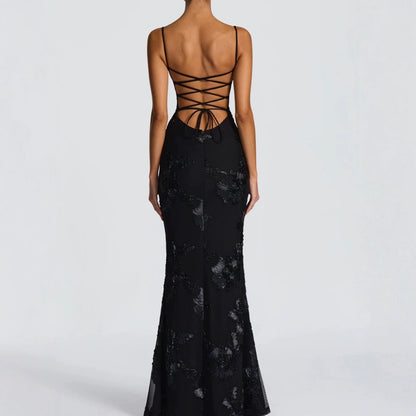 GOLDEN BLOOM™ EMBROIDERED EVENING GOWN
