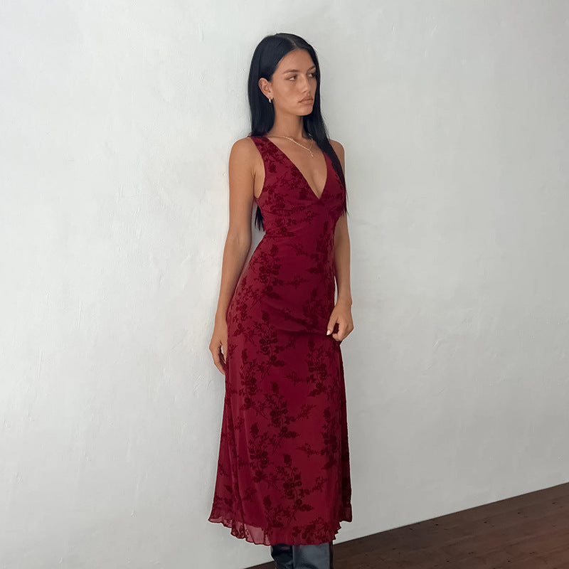 VelvetVine™ Slim-Fit V-Neck Maxi Dress