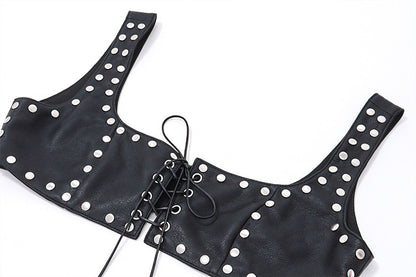Midnight Riot Lace-Up Leather Top