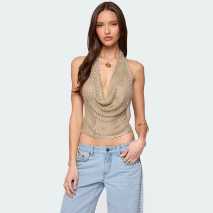 Lunéa™ Glossy Halter Backless Top