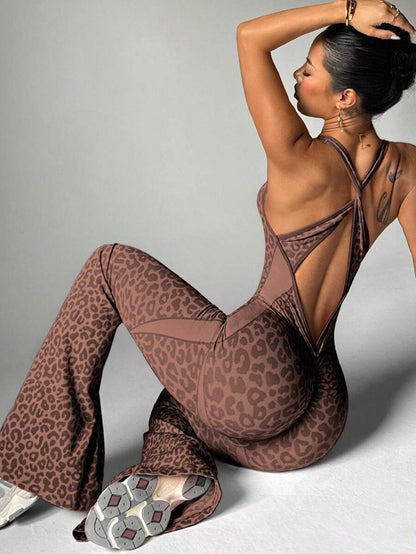 WildForm™ Leopard Cross-Back Jumpsuit