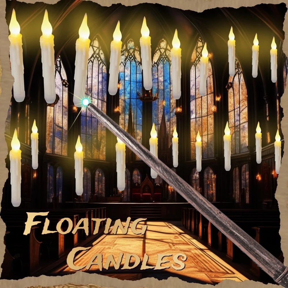 ️ Hanging Halloween Floating Candles with Magic Wand Remote