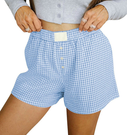 Women's Loose Casual Cotton Plaid Shorts