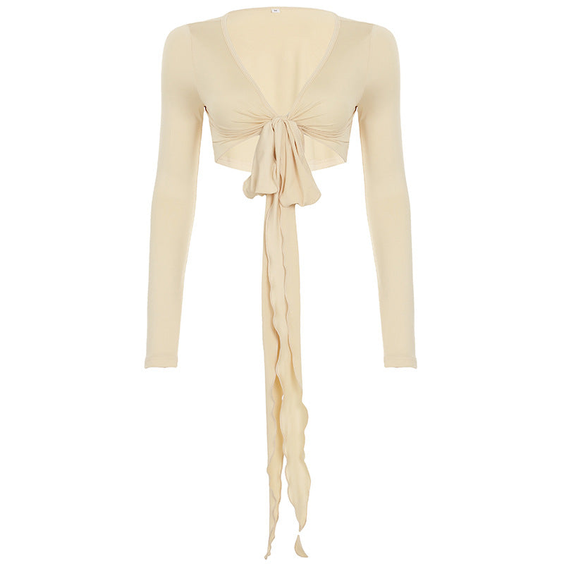 DesireTie™ Deep V Long-Sleeve Wrap Top