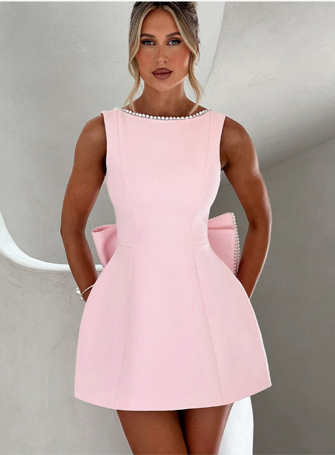 PearlaMuse™ Bow Back Mini Dress