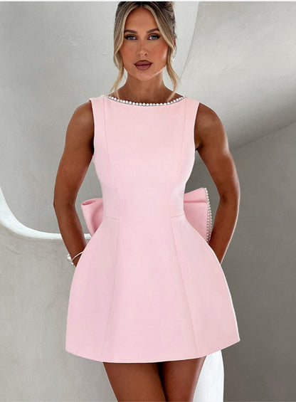 PearlaMuse™ Bow Back Mini Dress