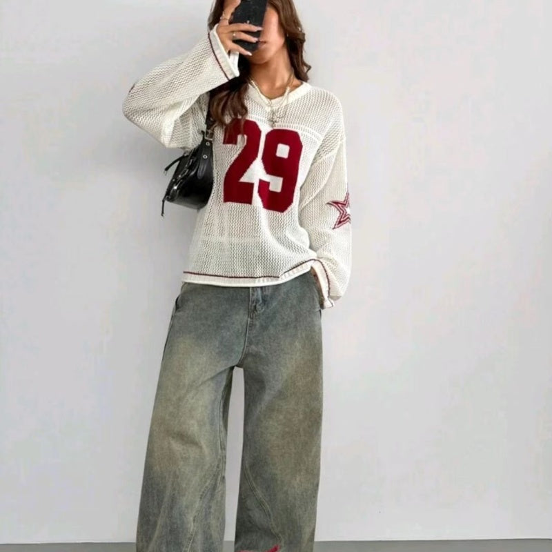 Varsity Muse Knit Jersey Blouse