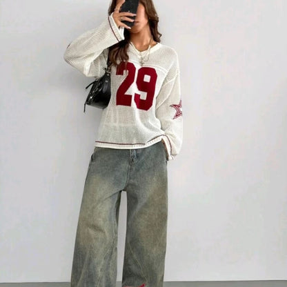 Varsity Muse Knit Jersey Blouse