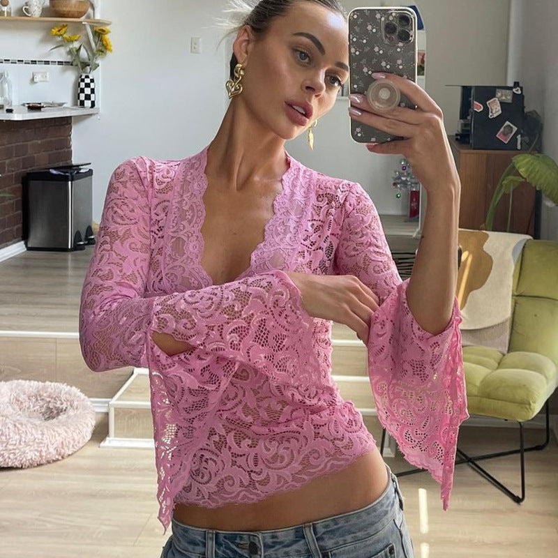 Midnight Muse Lace Long-Sleeve Top