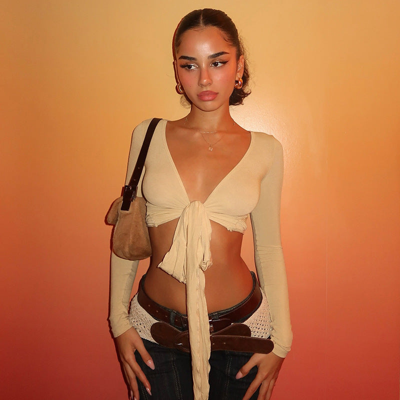 DesireTie™ Deep V Long-Sleeve Wrap Top