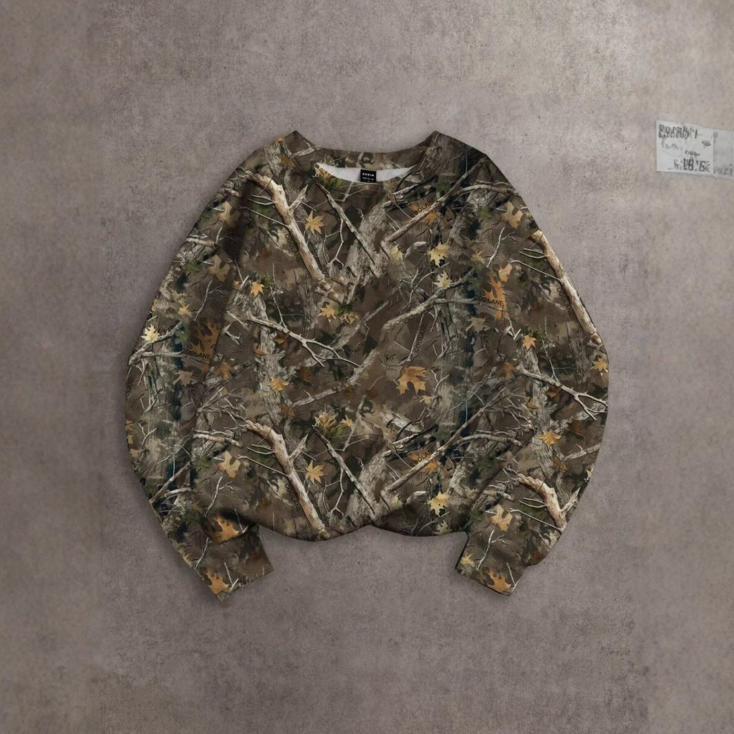 Women's Camo Crew Neck Pullover Sweatshirt