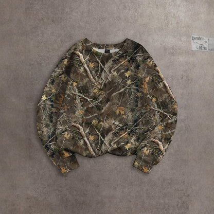 Women's Camo Crew Neck Pullover Sweatshirt