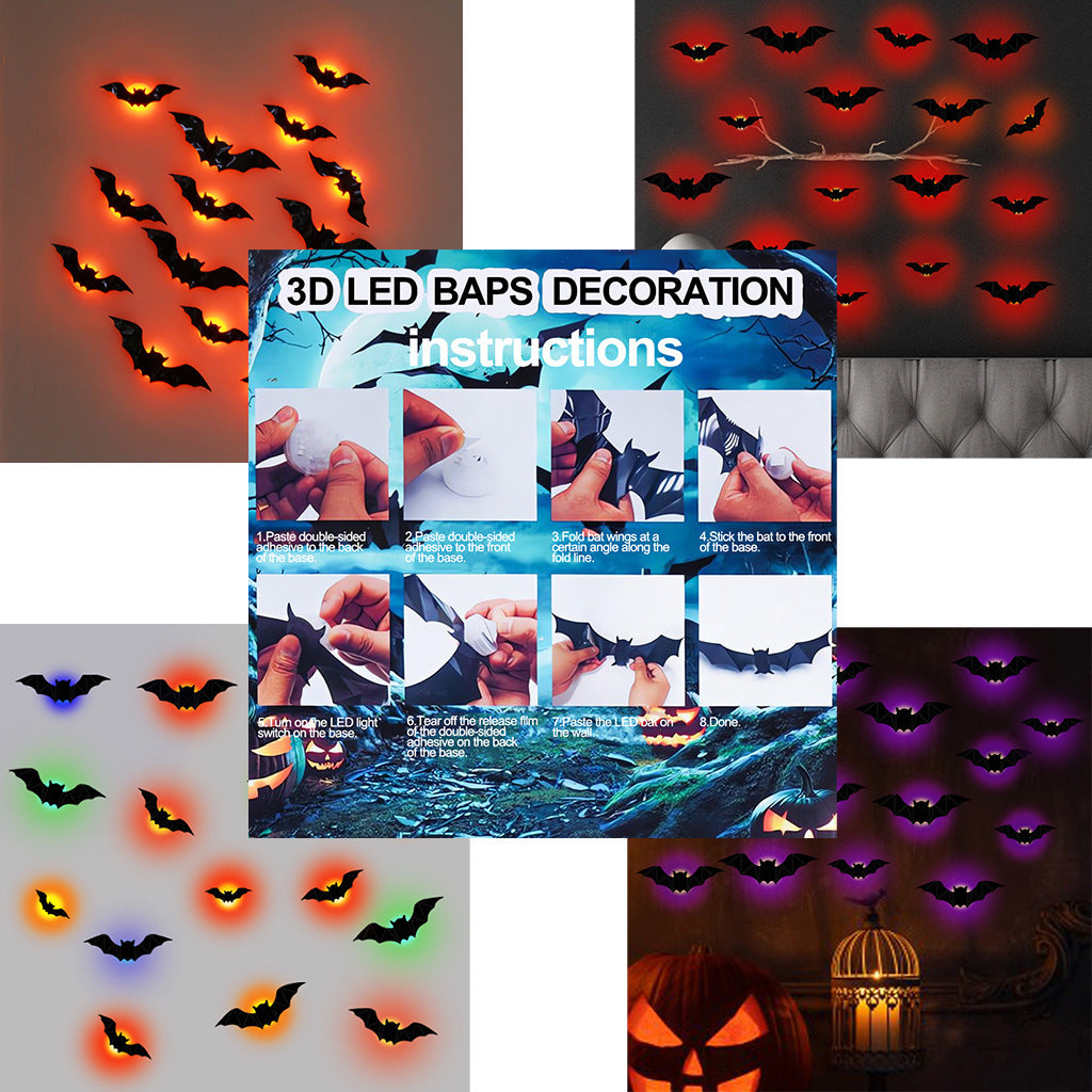 16pc LED 3D Bat Halloween Decoration