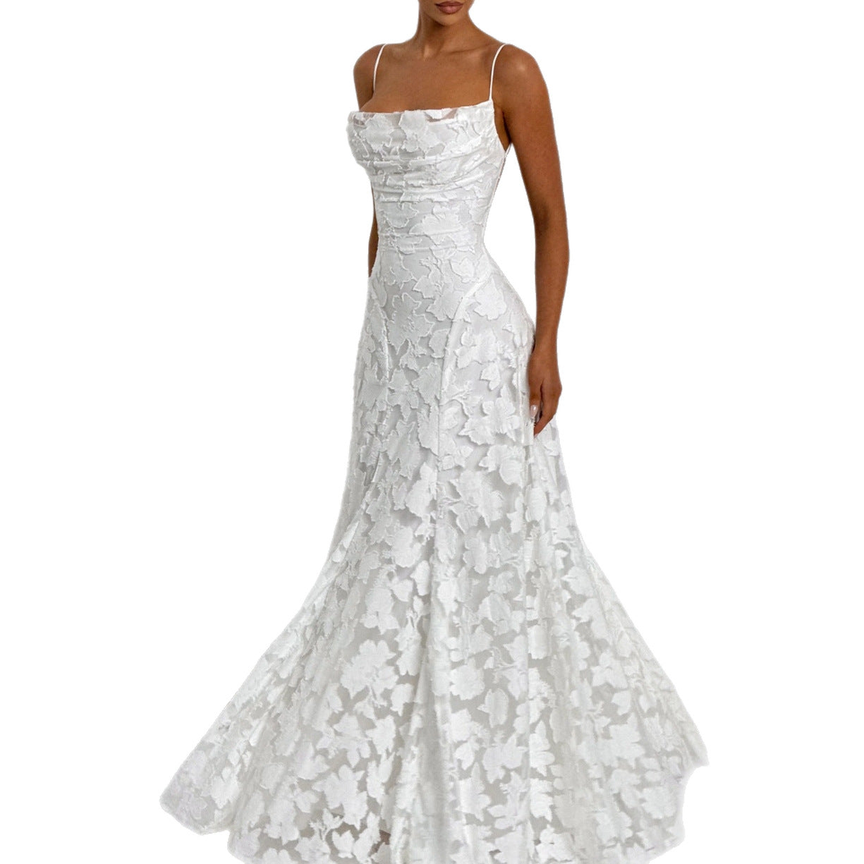 Rosé Lumière™ Lace-Up Backless Maxi Dress