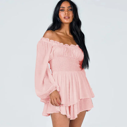 Blush Charm Off-Shoulder Dress