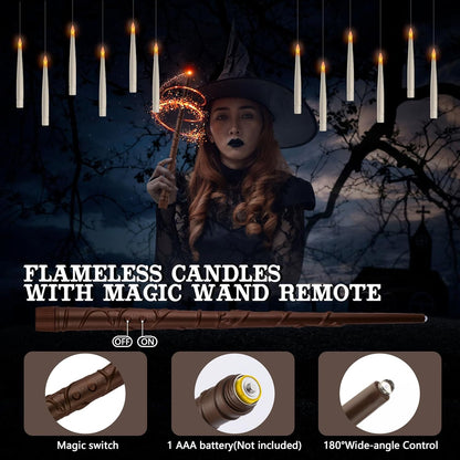 ️ Hanging Halloween Floating Candles with Magic Wand Remote