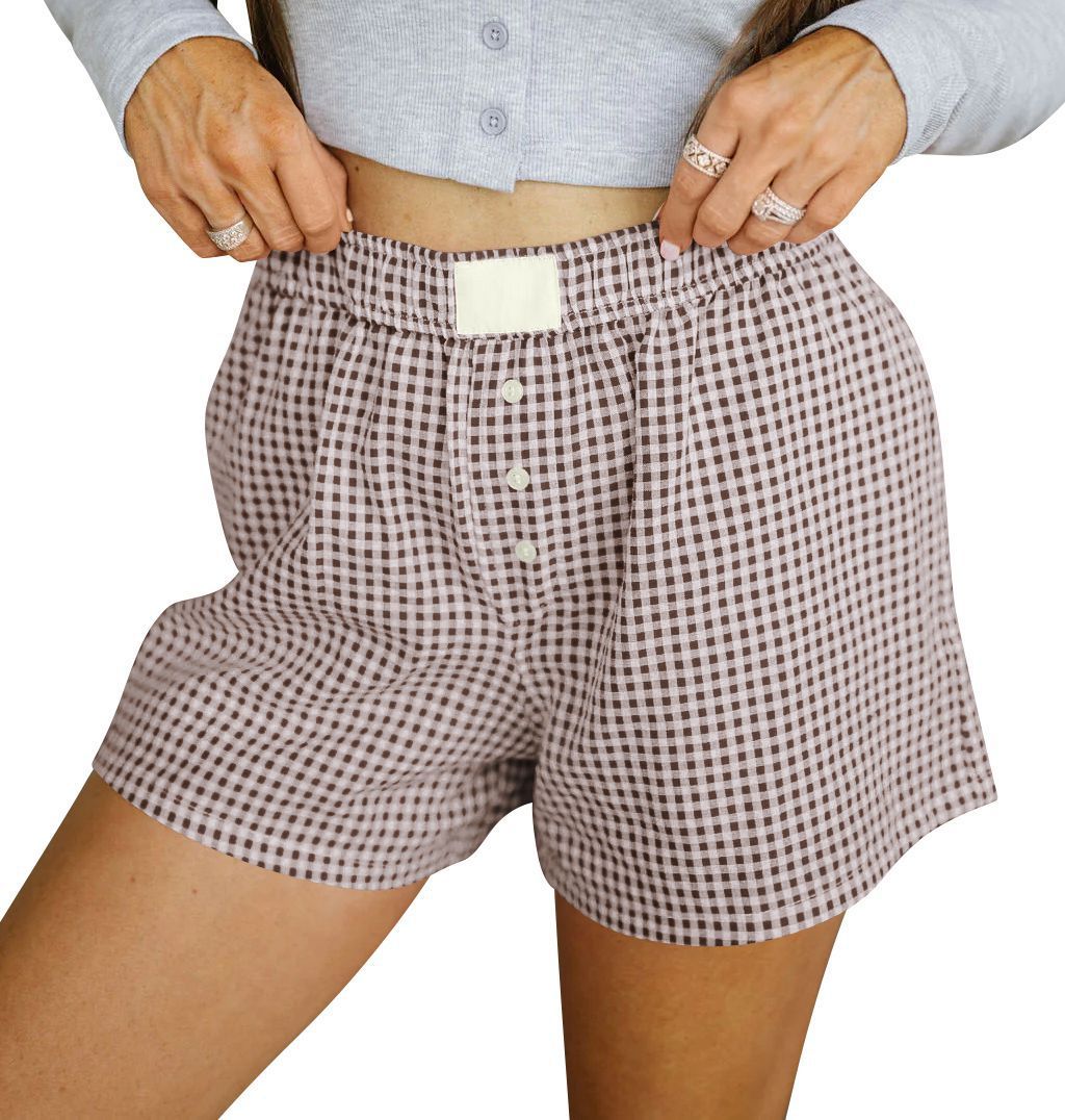 Women's Loose Casual Cotton Plaid Shorts