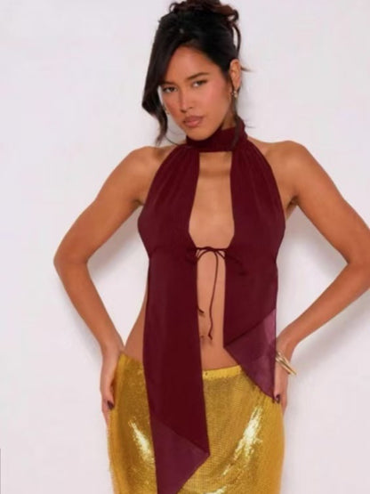 Velouré Halter™ Lace-Up Backless Top