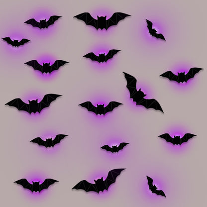 16pc LED 3D Bat Halloween Decoration