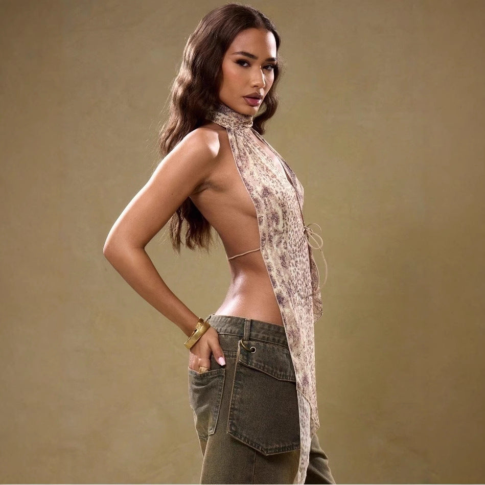 Velouré Halter™ Lace-Up Backless Top