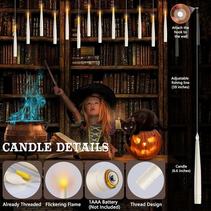 ️ Hanging Halloween Floating Candles with Magic Wand Remote