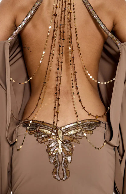 Golden Siren Backless Chain Dress