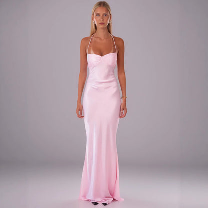 BLUSH SILK HALO BACKLESS BODYCON DRESS