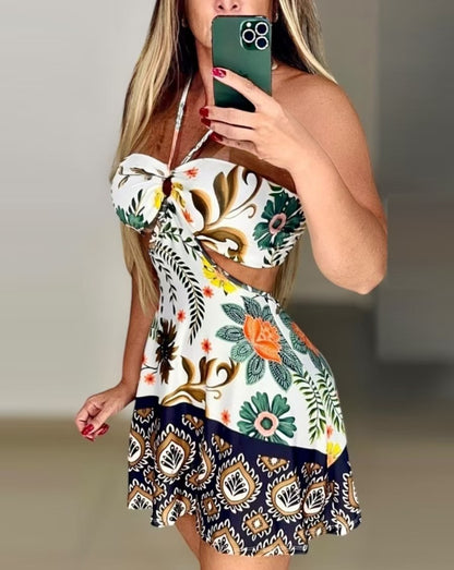 Azure Breeze Halter Dress