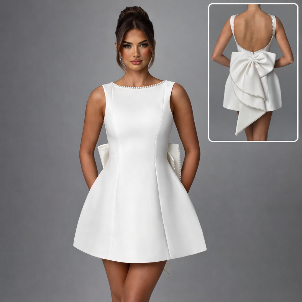 PearlaMuse™ Bow Back Mini Dress