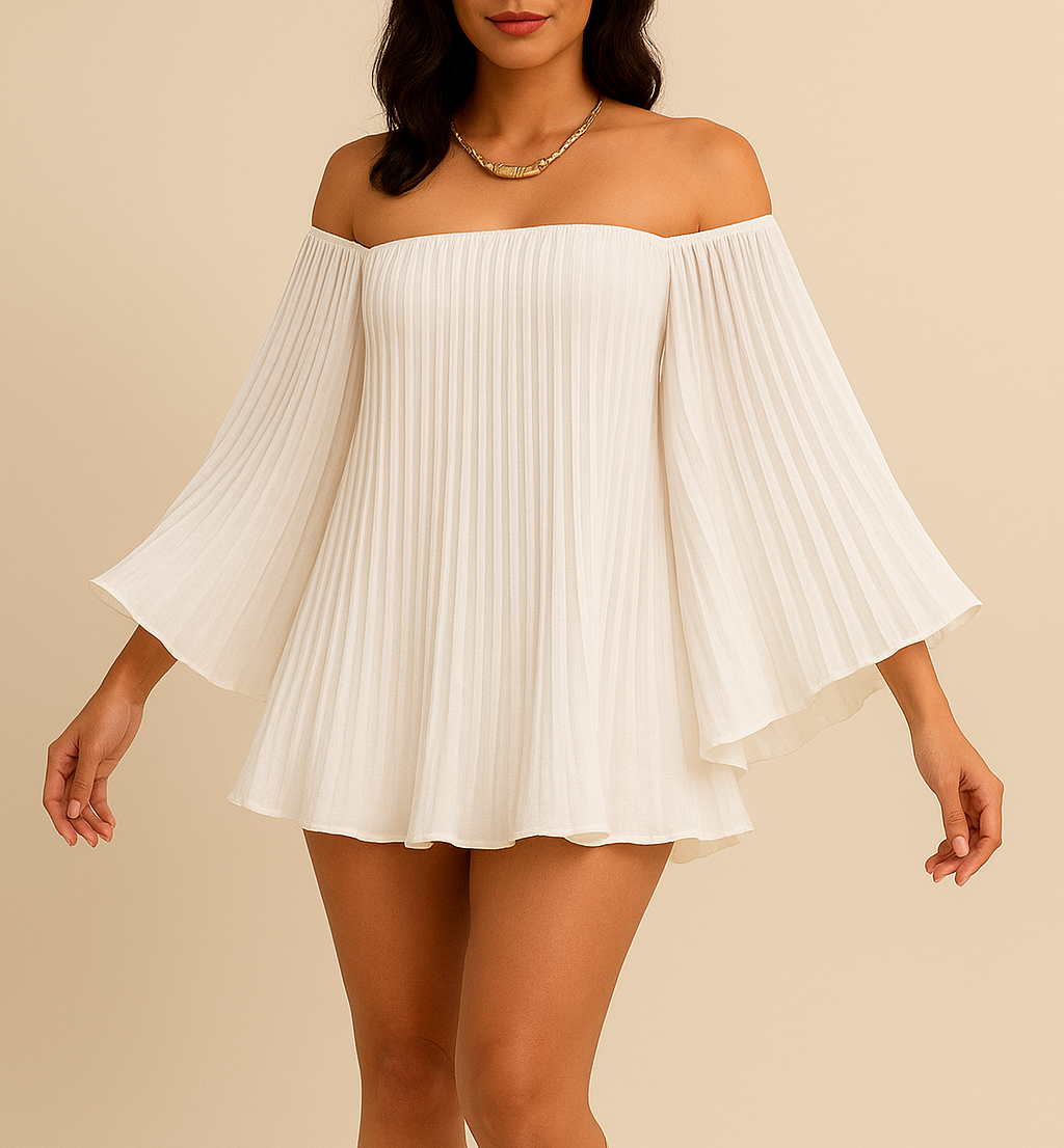 Cloud Dancer Pleated Mini Dress