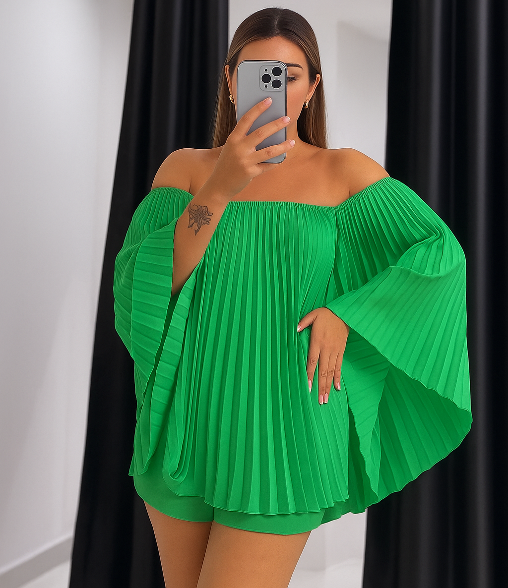 Cloud Dancer Pleated Mini Dress