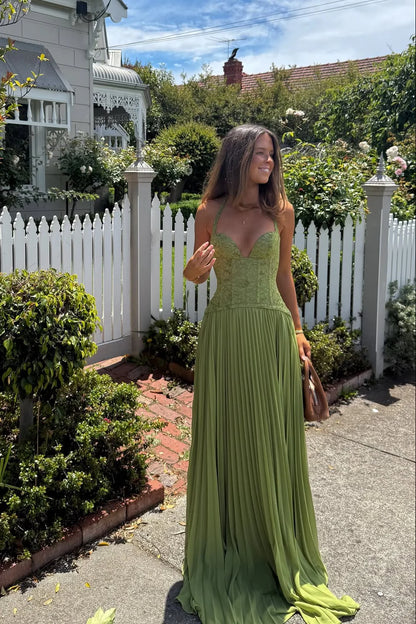 Olive Muse™ Plunge Halter Maxi Dress
