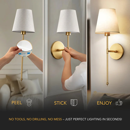 Lampe murale en cuivre avec couverture en tissu national