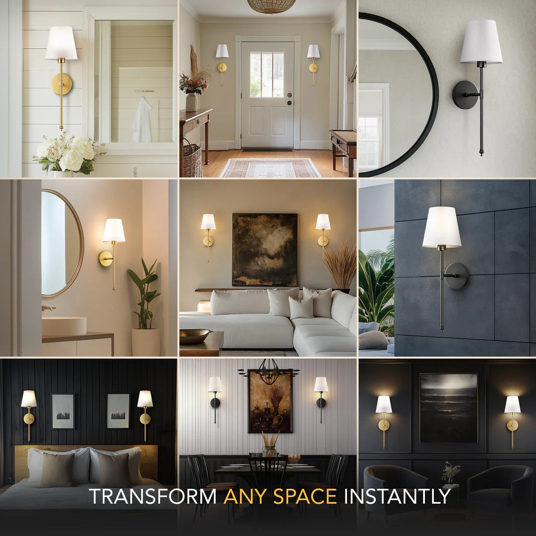 Lampe murale en cuivre avec couverture en tissu national