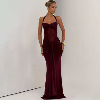 Velour Éclat™ Halter Maxi Dress