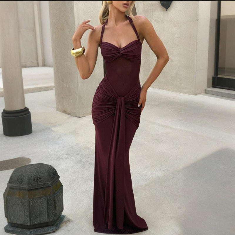 Velour Éclat™ Halter Maxi Dress